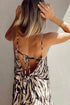 Black Abstract Print Open Back Boho Loose Maxi Sundress